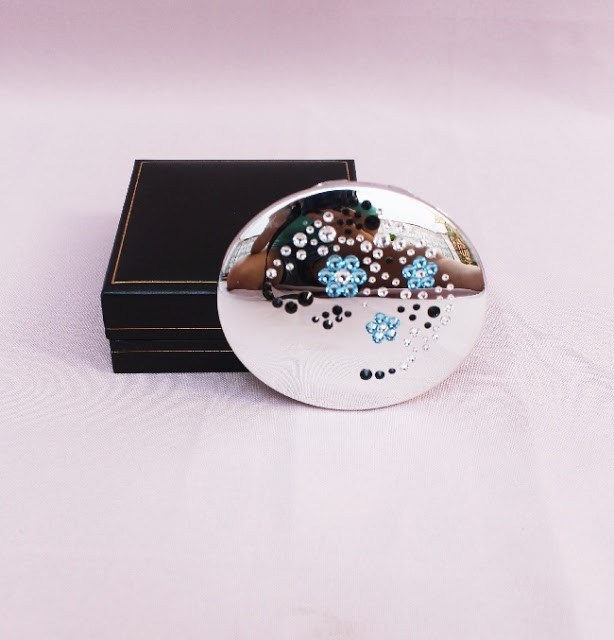 small mirror with swarovski crystals